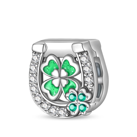 Diy Accessories Bracelet Silver Plated Flat Bead Fourleaf Clover Tree Of Life Dripping Oil Design