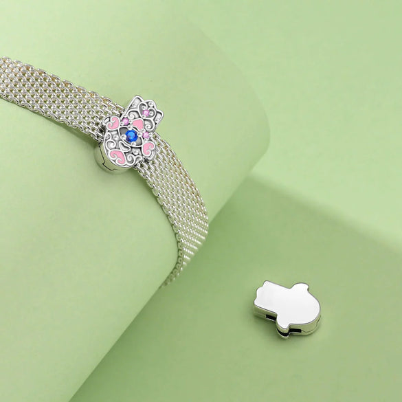 Diy Accessories Bracelet Silver Plated Flat Bead Fourleaf Clover Tree Of Life Dripping Oil Design