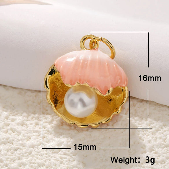 Diy Accessories Copper Gold Plated Ocean Series Animals Starfish Shell Goldfish Mermaid Tail Dripping Oil Pendant