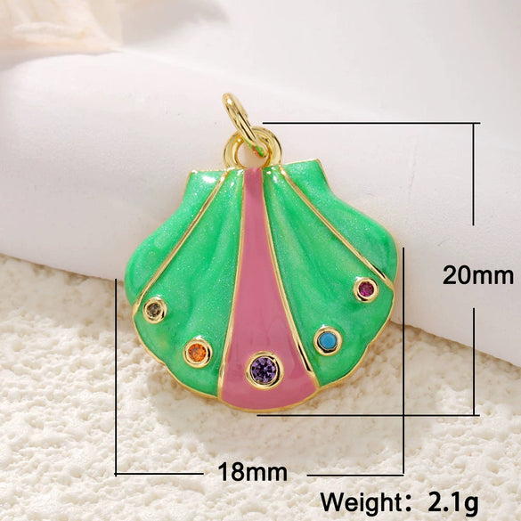 Diy Accessories Copper Gold Plated Ocean Series Animals Starfish Shell Goldfish Mermaid Tail Dripping Oil Pendant