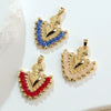 Diy Accessories Jewelry Copper Plated Colorpreserving Microembedded Colorful Crystal Fanshaped Heart Pendant For Necklace And Earrings Simple Geometric Style