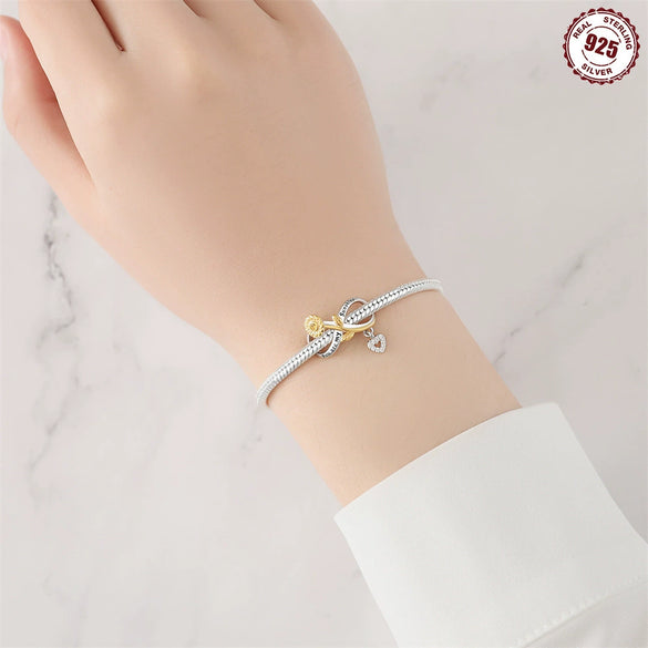 Diy Accessories Jewelry Pendant Bracelet Necklace 925 Sterling Silver Handmade Sunflower Love Beads Dripping Oil Design