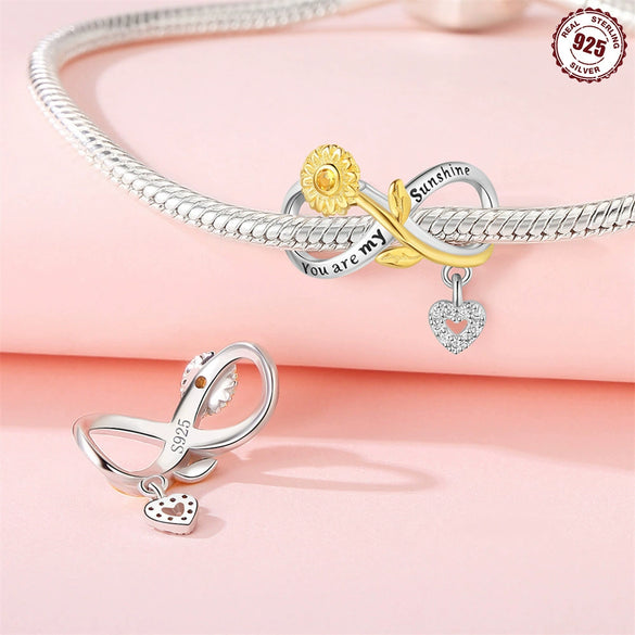 Diy Accessories Jewelry Pendant Bracelet Necklace 925 Sterling Silver Handmade Sunflower Love Beads Dripping Oil Design