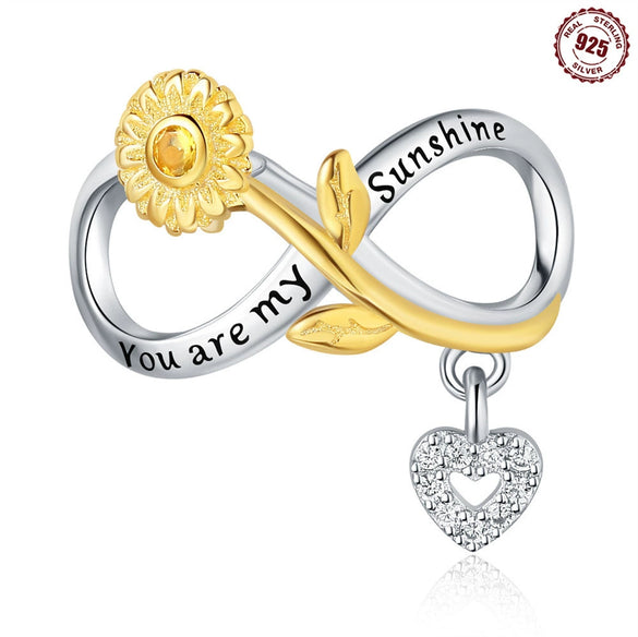 Diy Accessories Jewelry Pendant Bracelet Necklace 925 Sterling Silver Handmade Sunflower Love Beads Dripping Oil Design