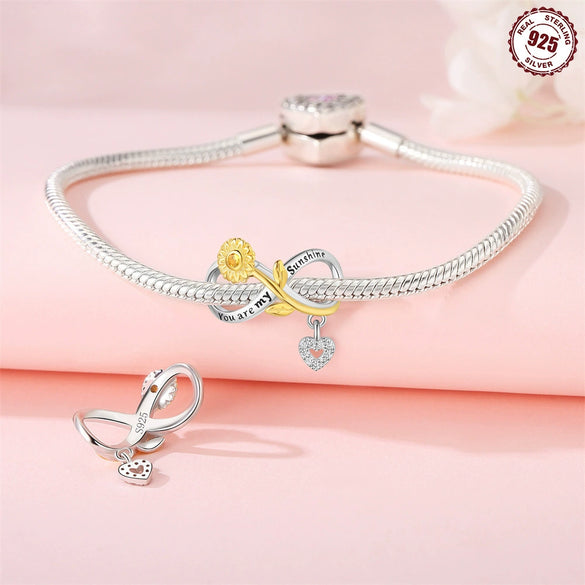 Diy Accessories Jewelry Pendant Bracelet Necklace 925 Sterling Silver Handmade Sunflower Love Beads Dripping Oil Design