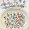 Diy Acrylic Loose Bead Bracelet Necklace Beaded Mobile Phone Chain Handpainted Square Plastic Resin Printing