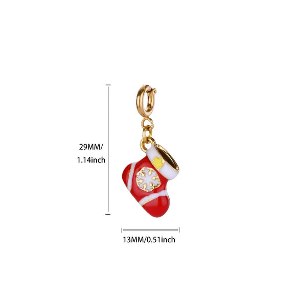 Diy Christmas Bracelet And Necklace Accessories With Stainless Steel Christmas Tree Snowflake Bell And Dripping Oil Design