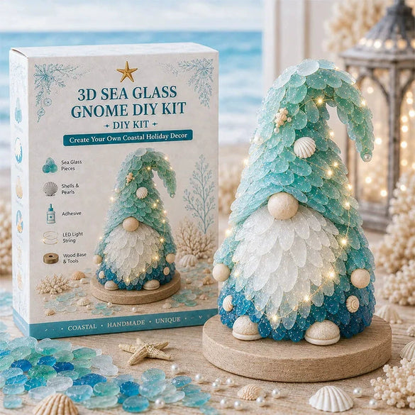 Diy 3D Sea Glass Christmas Tree Resin Ornament Kit With Seashell Pearl Design Glowing Night Light And Handmade Desktop Decoration