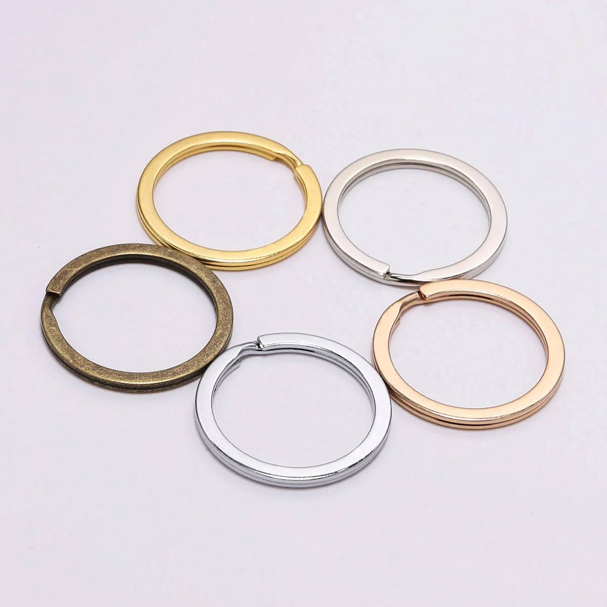 DIY Flat Ring Aperture Accessories Electroplated Key Ring 25-30mm Keychain Pendant Ornament Ring Accessories Spot