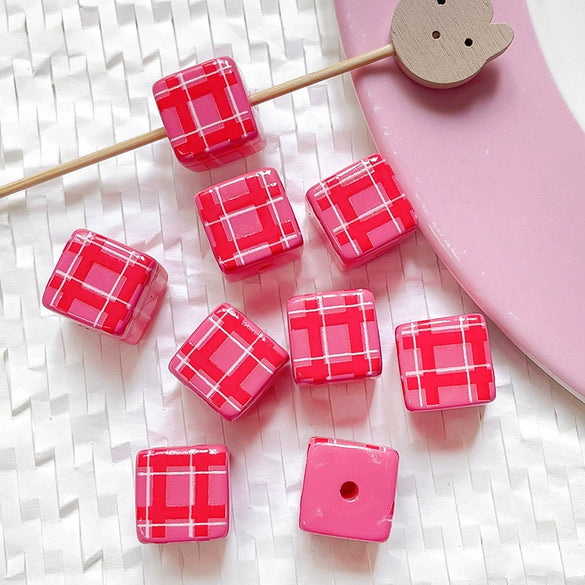 Diy Handmade Bracelet Necklace Mobile Phone Chain With Square Acrylic Beads Apply Oil Plastic Resin Material