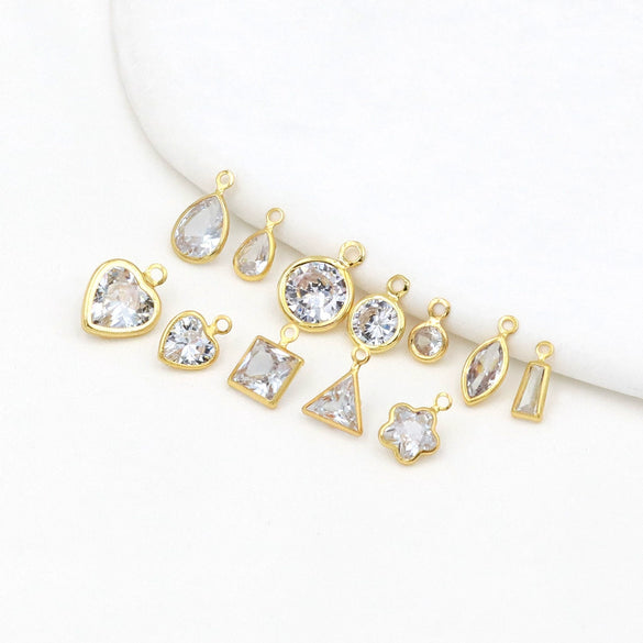 Diy Handmade Crystal Zircon Water Drop Earrings Pendant 14K Goldfilled Electroplated