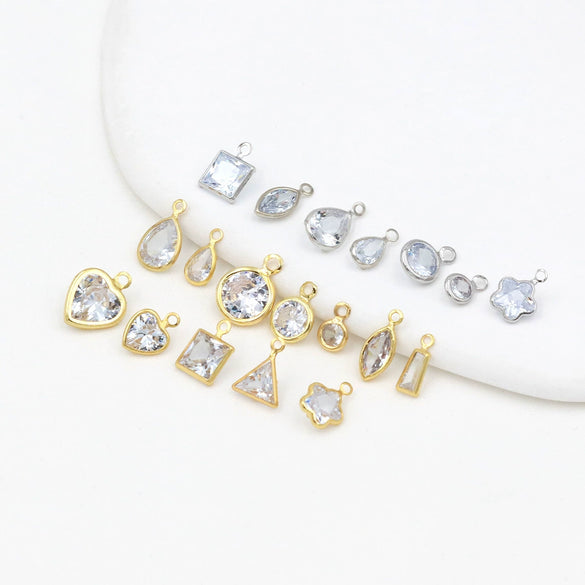 Diy Handmade Crystal Zircon Water Drop Earrings Pendant 14K Goldfilled Electroplated
