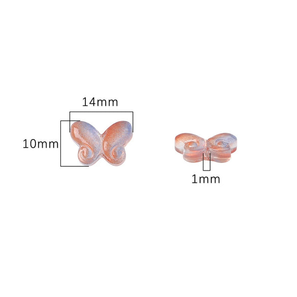 Diy Handmade Glass Beads With Butterfly Pattern For Hairpin Bracelet Tassel Making