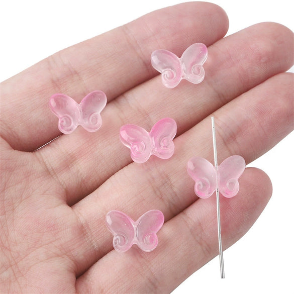 Diy Handmade Glass Beads With Butterfly Pattern For Hairpin Bracelet Tassel Making