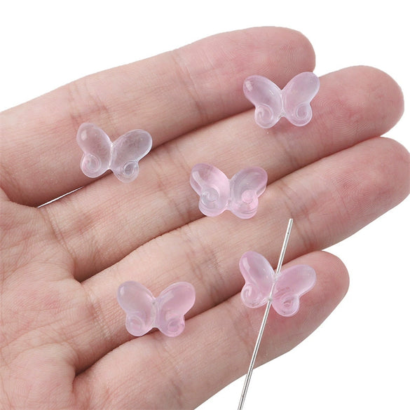 Diy Handmade Glass Beads With Butterfly Pattern For Hairpin Bracelet Tassel Making
