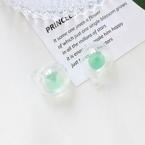 Diy Handmade Jewelry Accessories Material Transparent Water Bead Sandwich Glass Ball Pendant Epoxy Cute Style