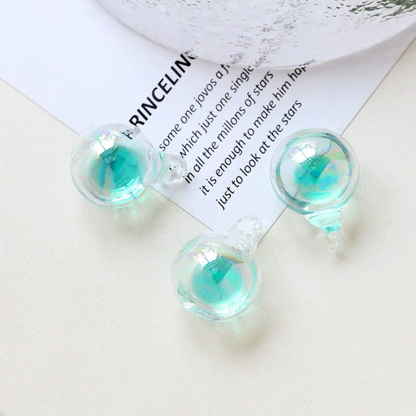 Diy Handmade Jewelry Accessories Material Transparent Water Bead Sandwich Glass Ball Pendant Epoxy Cute Style