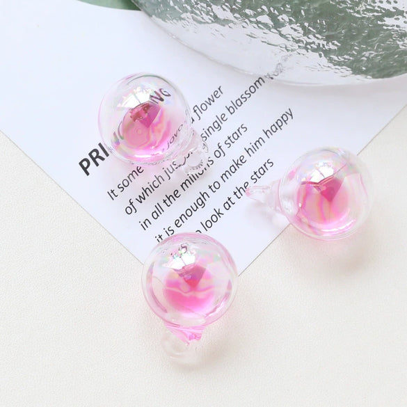 Diy Handmade Jewelry Accessories Material Transparent Water Bead Sandwich Glass Ball Pendant Epoxy Cute Style