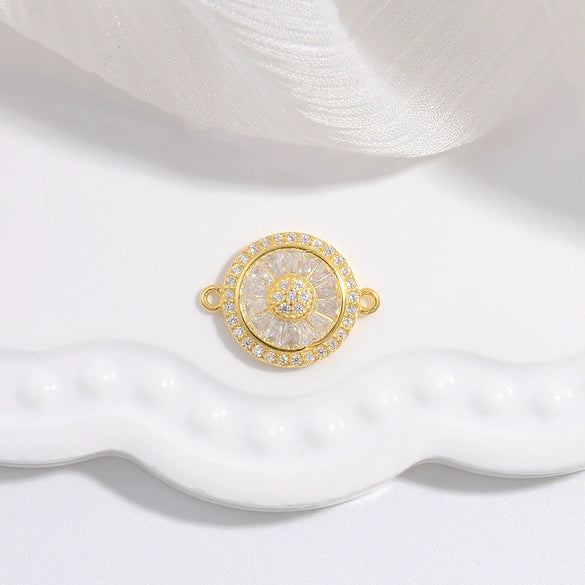 Diy Handmade Jewelry Accessories S925 Sterling Silver Zirconium Round Flower Connection Buckle Bracelet Necklace