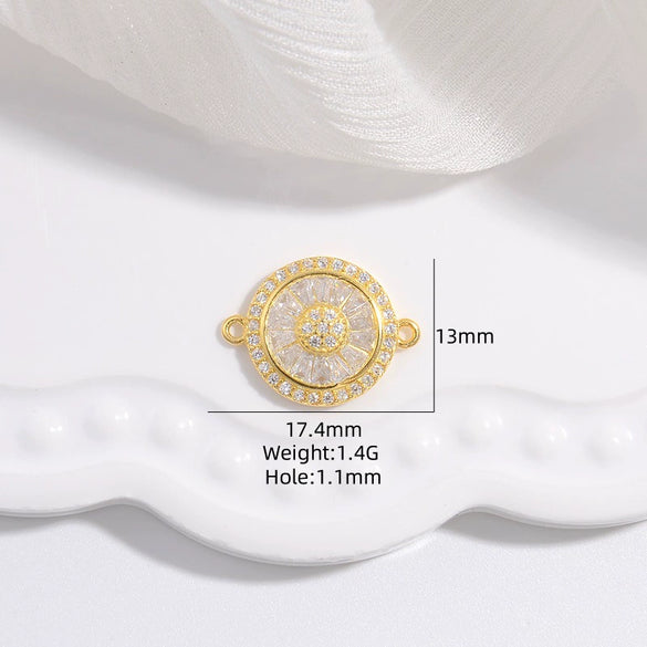 Diy Handmade Jewelry Accessories S925 Sterling Silver Zirconium Round Flower Connection Buckle Bracelet Necklace