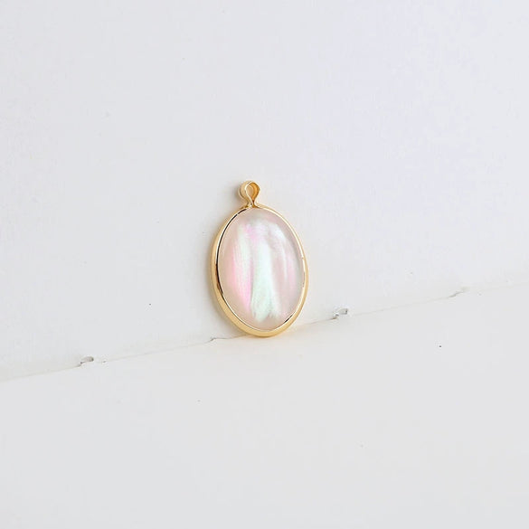 Diy Handmade Jewelry Material Asymmetrical Geometric Fantasy Imitation Shell Epoxy Round Water Drop Pendant Earrings Copperedged Minimalist