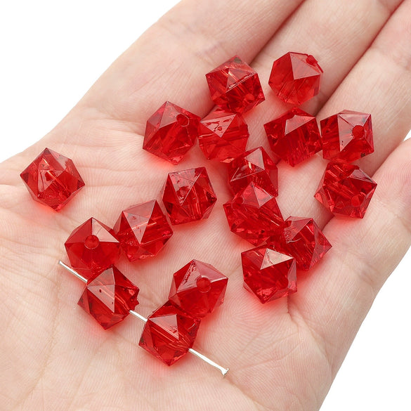 Diy Handmade Loose Beads Acrylic Material Round And Square Beads With Cut Diamond Crystal