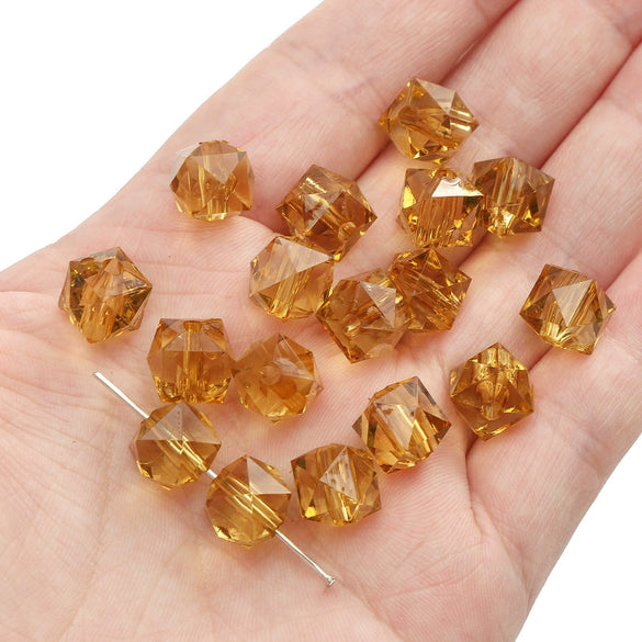 Diy Handmade Loose Beads Acrylic Material Round And Square Beads With Cut Diamond Crystal