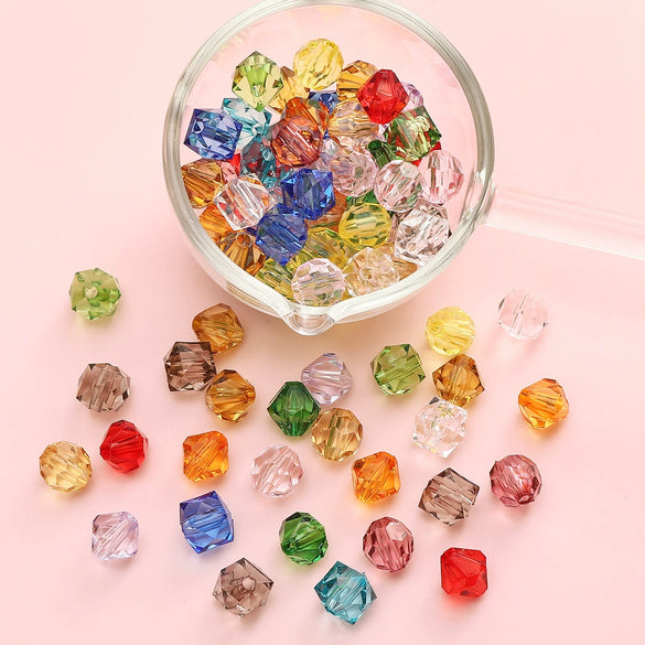 Diy Handmade Loose Beads Acrylic Material Round And Square Beads With Cut Diamond Crystal