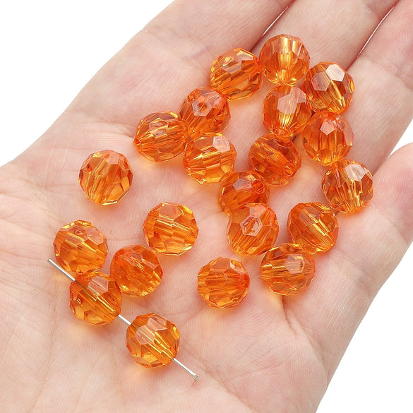 Diy Handmade Loose Beads Acrylic Material Round And Square Beads With Cut Diamond Crystal