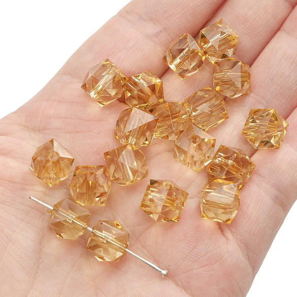 Diy Handmade Loose Beads Acrylic Material Round And Square Beads With Cut Diamond Crystal
