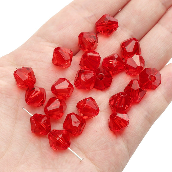Diy Handmade Loose Beads Acrylic Material Round And Square Beads With Cut Diamond Crystal