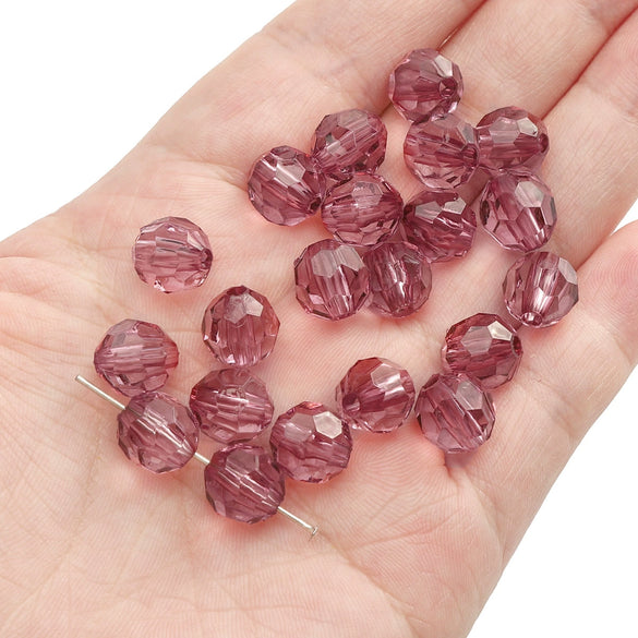 Diy Handmade Loose Beads Acrylic Material Round And Square Beads With Cut Diamond Crystal