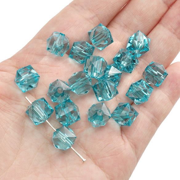 Diy Handmade Loose Beads Acrylic Material Round And Square Beads With Cut Diamond Crystal