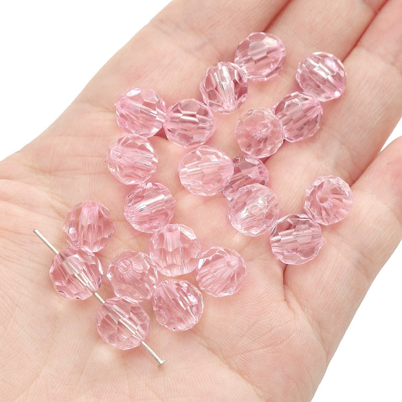 Diy Handmade Loose Beads Acrylic Material Round And Square Beads With Cut Diamond Crystal