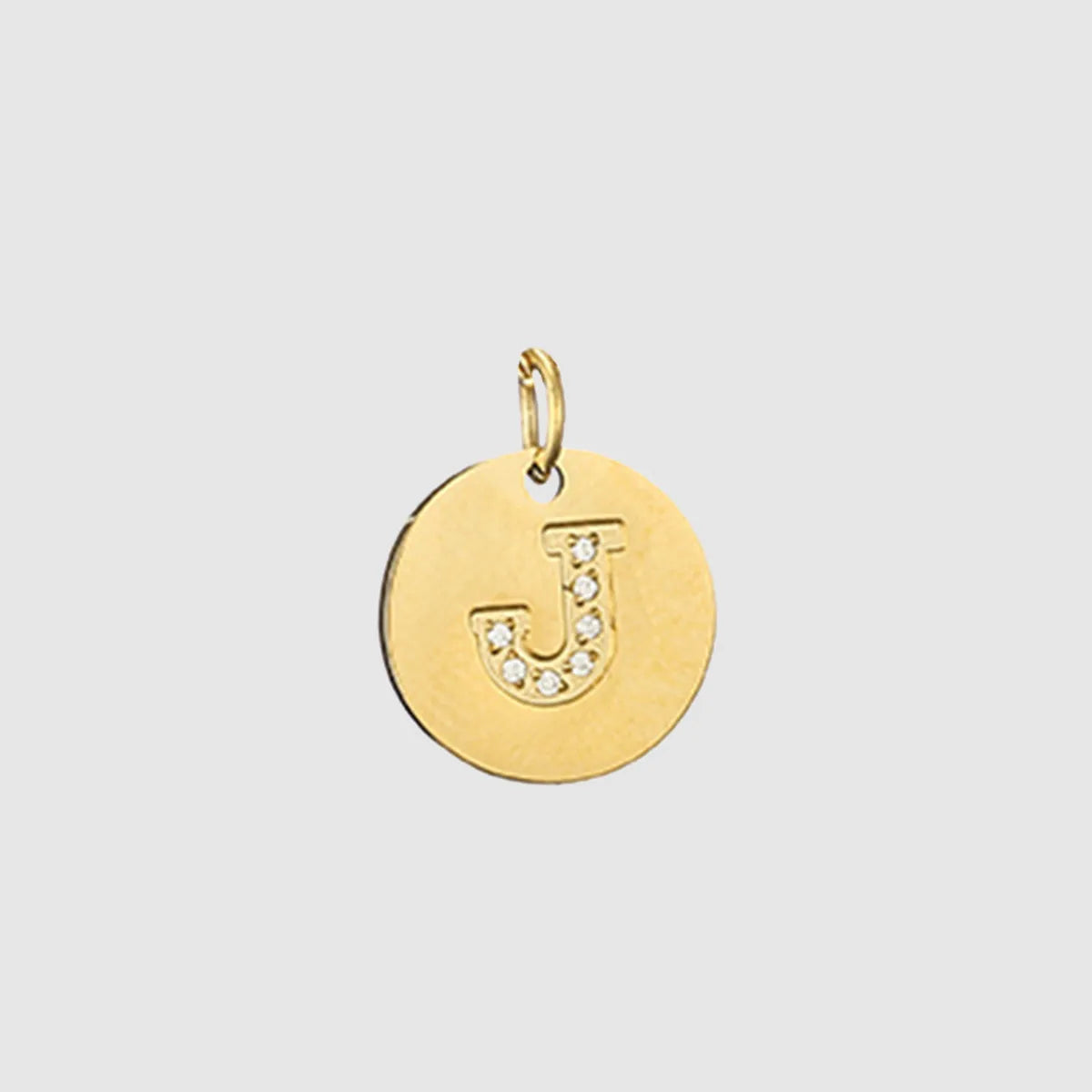 1 Piece Stainless Steel Zircon 14K Gold Plated Letter Polished Pendant