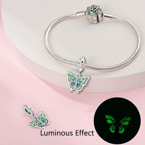 Diy Jewelry Accessories Bracelet Luminous Butterfly Firefly Elk Charm Beaded Silver Plated Dripping Oil