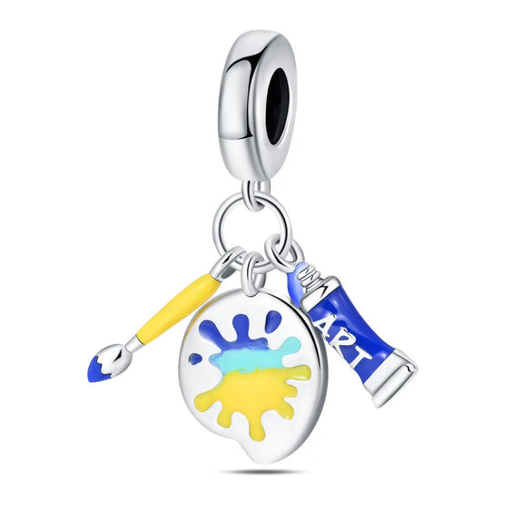 Diy Jewelry Accessories Bracelet Silver Plated Color Disc Oil Painting Hand Pendant