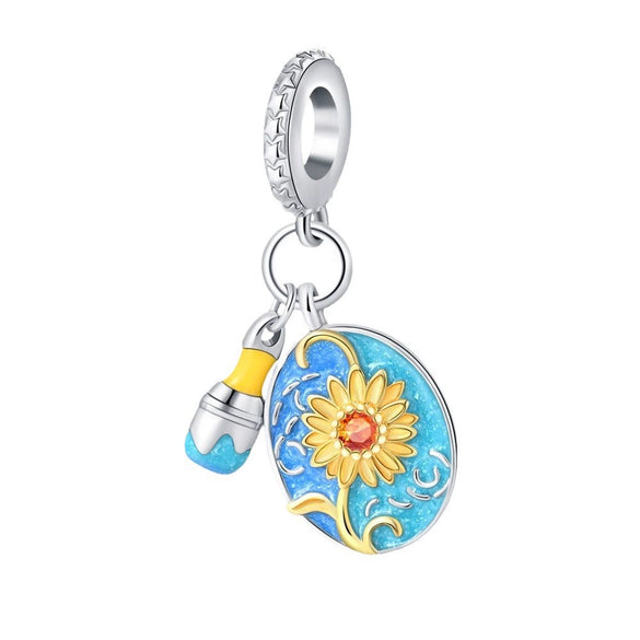 Diy Jewelry Accessories Bracelet Silver Plated Color Disc Oil Painting Hand Pendant