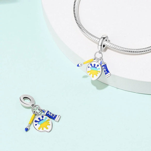 Diy Jewelry Accessories Bracelet Silver Plated Color Disc Oil Painting Hand Pendant