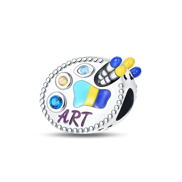 Diy Jewelry Accessories Bracelet Silver Plated Color Disc Oil Painting Hand Pendant