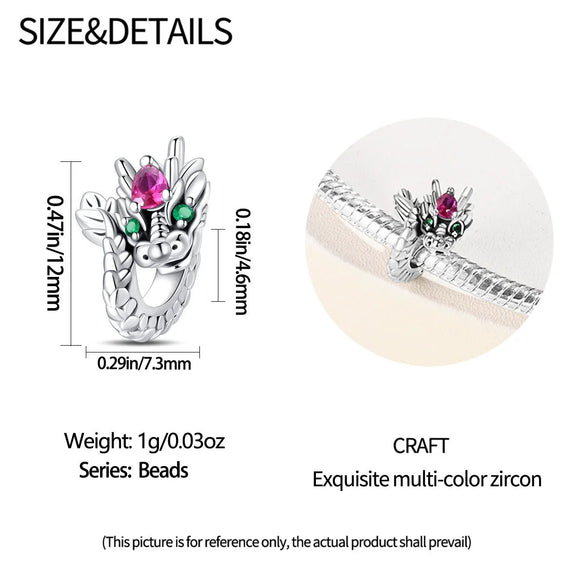 Diy Jewelry Accessories Bracelet Silver Plated 925 Silver Charm Beads With Dragon Zodiac Animal Original Design And Dripping Oil Treatment
