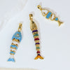 Diy Jewelry Accessories Carp Koi Animal Zodiac Brass Copper Dripping Oil Electroplated 18K Real Gold Colorful Pendant Necklace Earrings