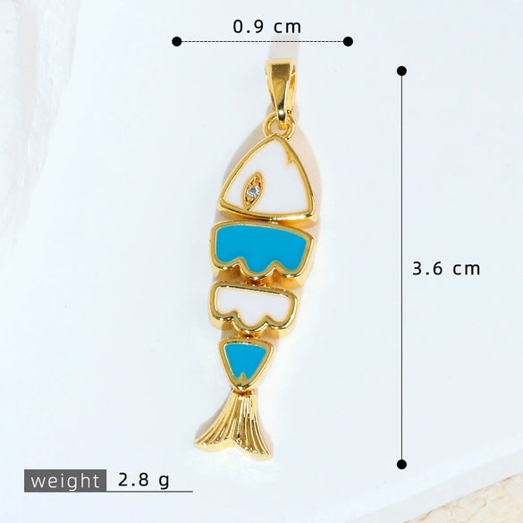 Diy Jewelry Accessories Carp Koi Animal Zodiac Brass Copper Dripping Oil Electroplated 18K Real Gold Colorful Pendant Necklace Earrings