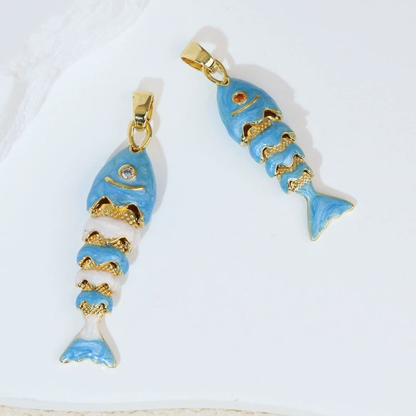 Diy Jewelry Accessories Carp Koi Animal Zodiac Brass Copper Dripping Oil Electroplated 18K Real Gold Colorful Pendant Necklace Earrings