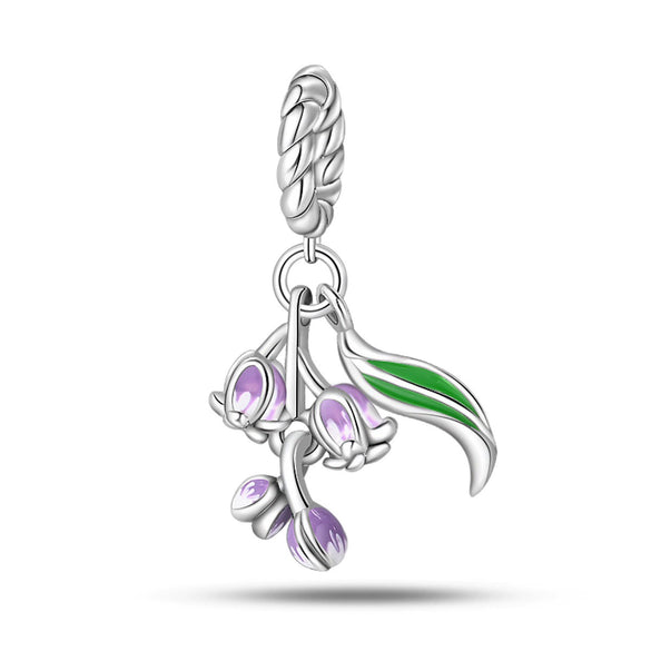 Diy Jewelry Accessories Charm Beads Bracelet 925 Silver Plated With Dripping Oil Treatment And Plant Flowers Design