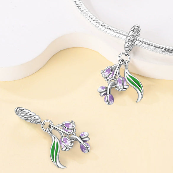 Diy Jewelry Accessories Charm Beads Bracelet 925 Silver Plated With Dripping Oil Treatment And Plant Flowers Design