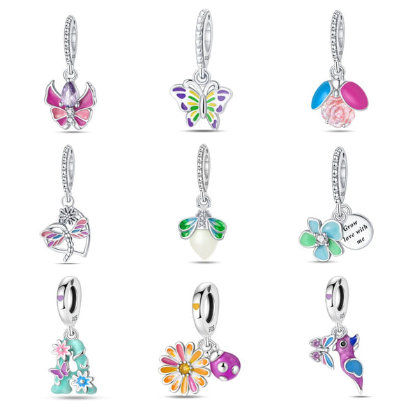 Diy Jewelry Accessories Charm Bracelet 925 Sterling Silver Luminous Firefly Butterfly Beads Dripping Oil Design