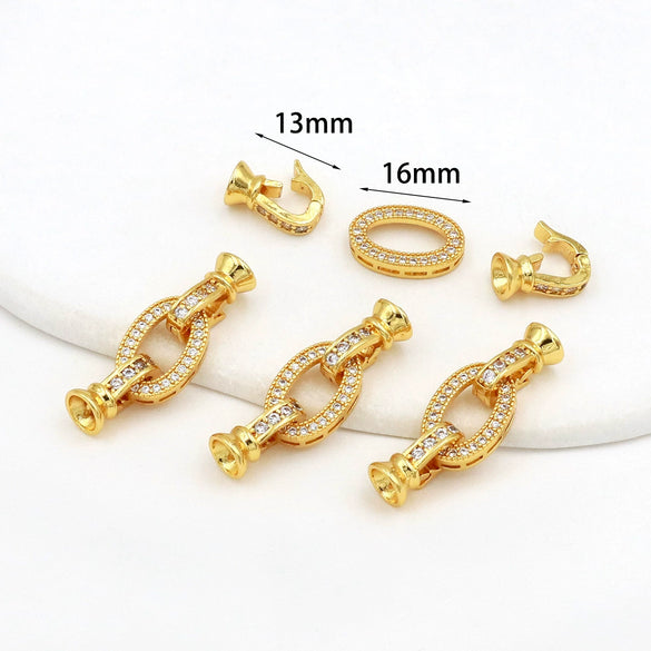 Diy Jewelry Accessories Connection Buckle Copper Electroplated With Micropaved Zircon And Pearl 18K Real Gold Colorpreserving