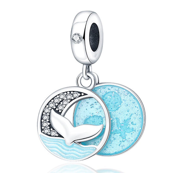 Diy Jewelry Accessories Dolphin Seahorse Charm Beads 925 Silver White Copper Plated Dripping Oil Style