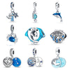 Diy Jewelry Accessories Dolphin Seahorse Charm Beads 925 Silver White Copper Plated Dripping Oil Style